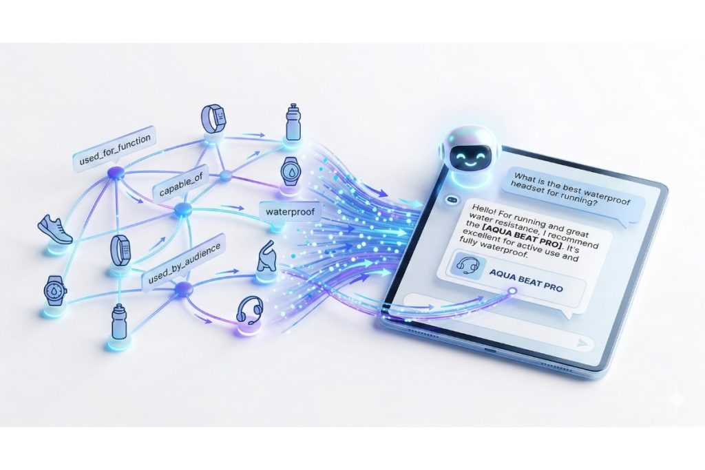 Graphe de connaissances abstrait de l'algorithme COSMO connectant des données produit.