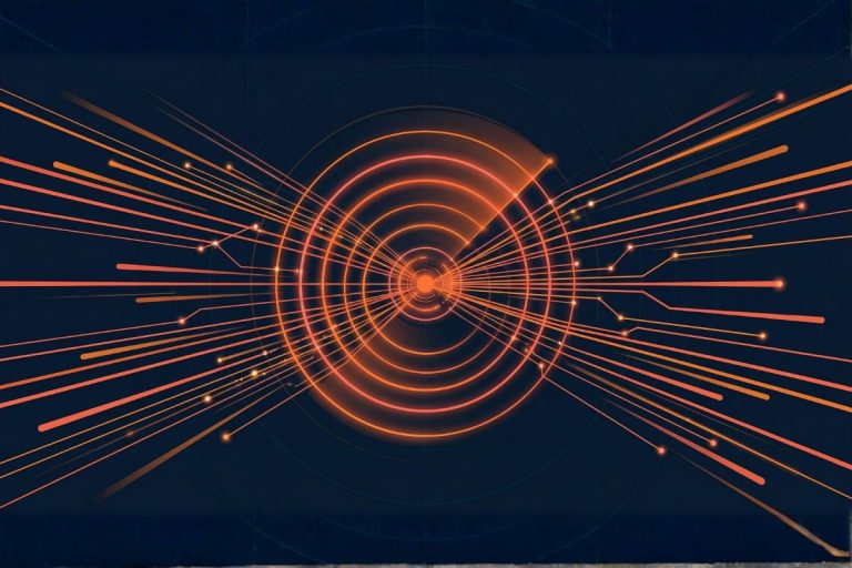 Radar numérique représentant l'audit de visibilité d'une marque dans les IA génératives ChatGPT, Gemini, Claude et Mistral