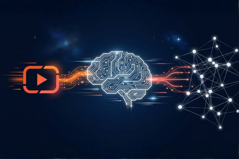 Schéma d'un pipeline automatisé reliant YouTube à une base de connaissances IA avec n8n et Pinecone